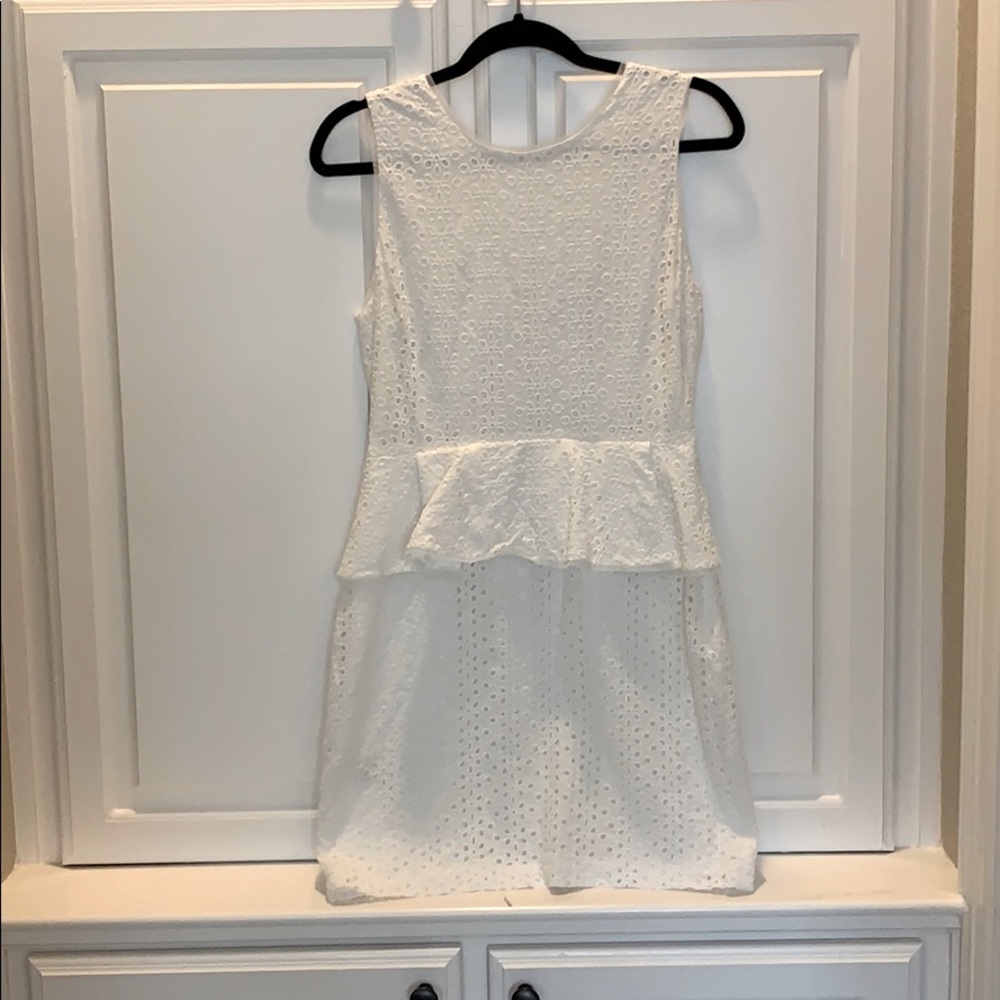 White Peplum Cocktail Dress - 8